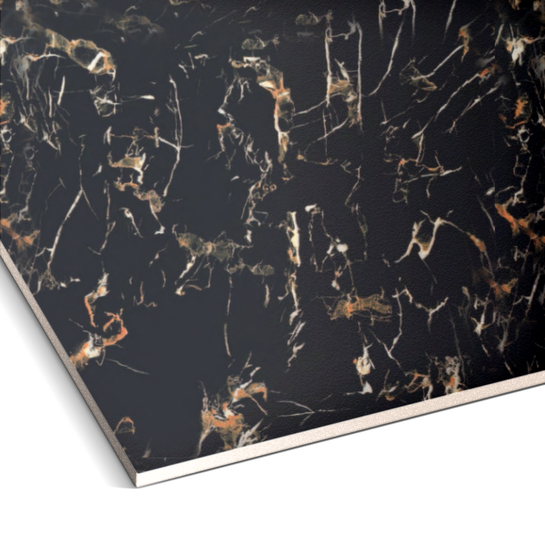 Close-up of the Landmark Decor Solar Eclipse Marble Durable PVC Wall, a flat rectangular panel with a dark marble-like surface and white and brown veins—perfect for decorative wall paneling.