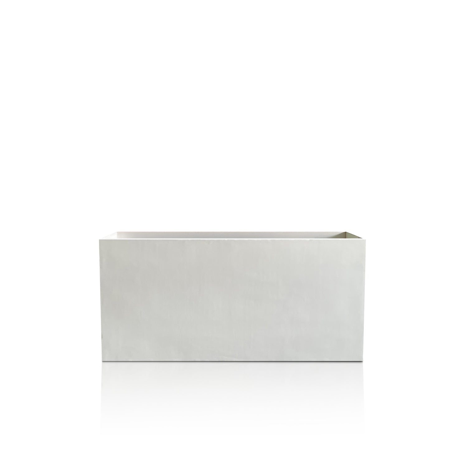 The Landmark Decor Minimalist Oasis Planter - Medium, a handcrafted rectangular white box, embodies luxury and nature with its minimalist design against a plain white backdrop.
