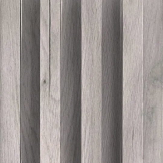 Close-up of Landmark Decor’s Light Driftwood Texture WPC Fluted Slat Wall Panel with a light gray finish, ideal for accent walls or interiors. Natural grain patterns and subtle shadows enhance its stylish, modern look.